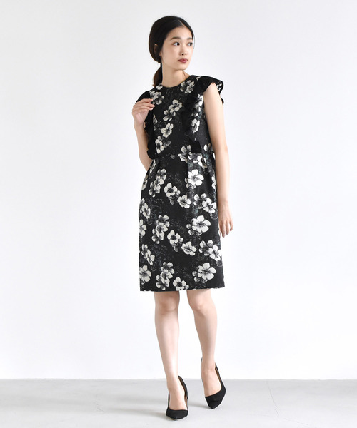 kaene(カエン)の「レース×ジャガードワンピース(ドレス・レディース・ブラック/ネイビー・38/36)」の8枚目の写真