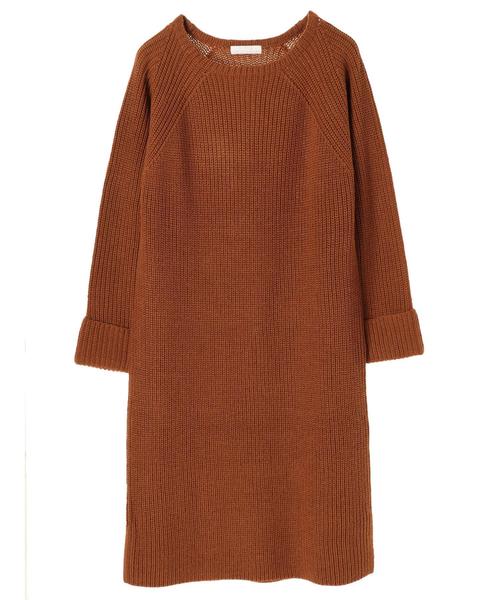 AMERICAN HOLIC（アメリカンホリック）の「・ボートネックラグランニットワンピース＊（ワンピース・レディース・アイボリー/チャコールグレー/ブラック/キャメル/ダークグリーン・FREE）」の12枚目の写真