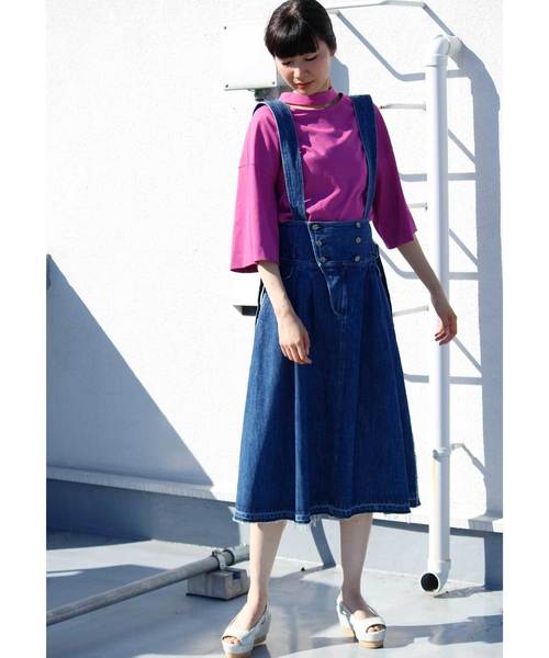 AVIE(アビィ)の「デニムジャンパースカート(デニムスカート・レディース・インディゴブルー・38)」の3枚目の写真