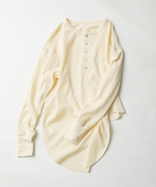 made in standard （メイドインスタンダード）の「ワッフル バックヘンリーネック プルオーバー 2WAY カットソー（Tシャツ/カットソー・レディース・ブラック/オリーブ/杢グレー/キナリ・FREE）」の9枚目の写真