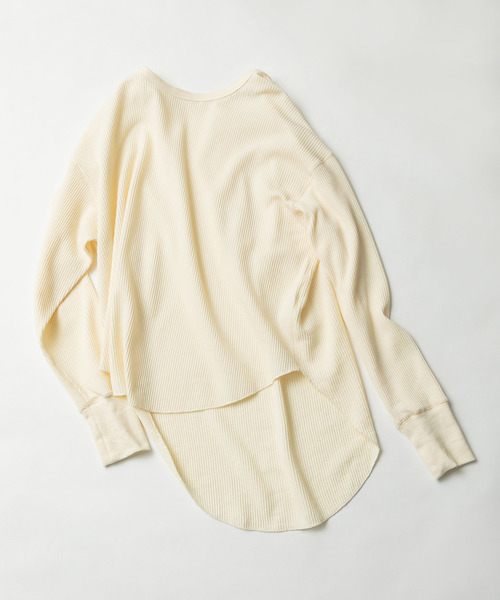 made in standard （メイドインスタンダード）の「ワッフル バックヘンリーネック プルオーバー 2WAY カットソー（Tシャツ/カットソー・レディース・ブラック/オリーブ/杢グレー/キナリ・FREE）」の10枚目の写真