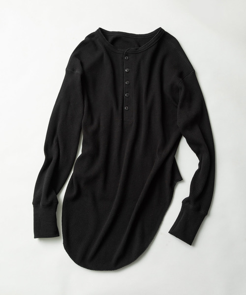 made in standard （メイドインスタンダード）の「ワッフル バックヘンリーネック プルオーバー 2WAY カットソー（Tシャツ/カットソー・レディース・ブラック/オリーブ/杢グレー/キナリ・FREE）」の11枚目の写真