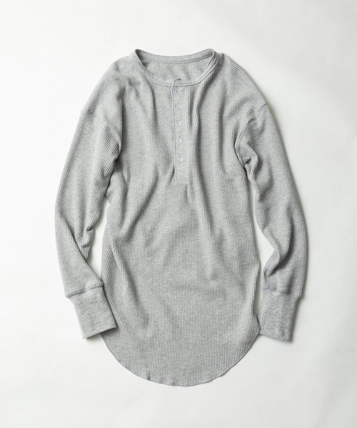 made in standard （メイドインスタンダード）の「ワッフル バックヘンリーネック プルオーバー 2WAY カットソー（Tシャツ/カットソー・レディース・ブラック/オリーブ/杢グレー/キナリ・FREE）」の12枚目の写真