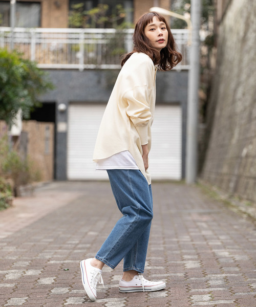 made in standard （メイドインスタンダード）の「ワッフル バックヘンリーネック プルオーバー 2WAY カットソー（Tシャツ/カットソー・レディース・ブラック/オリーブ/杢グレー/キナリ・FREE）」の16枚目の写真