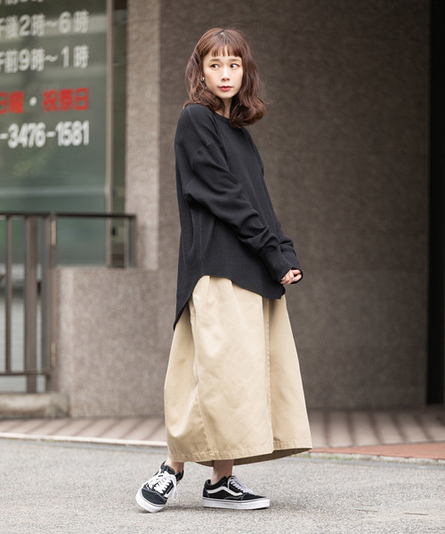 made in standard （メイドインスタンダード）の「ワッフル バックヘンリーネック プルオーバー 2WAY カットソー（Tシャツ/カットソー・レディース・ブラック/オリーブ/杢グレー/キナリ・FREE）」の18枚目の写真