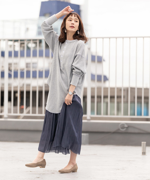 made in standard （メイドインスタンダード）の「ワッフル バックヘンリーネック プルオーバー 2WAY カットソー（Tシャツ/カットソー・レディース・ブラック/オリーブ/杢グレー/キナリ・FREE）」の20枚目の写真