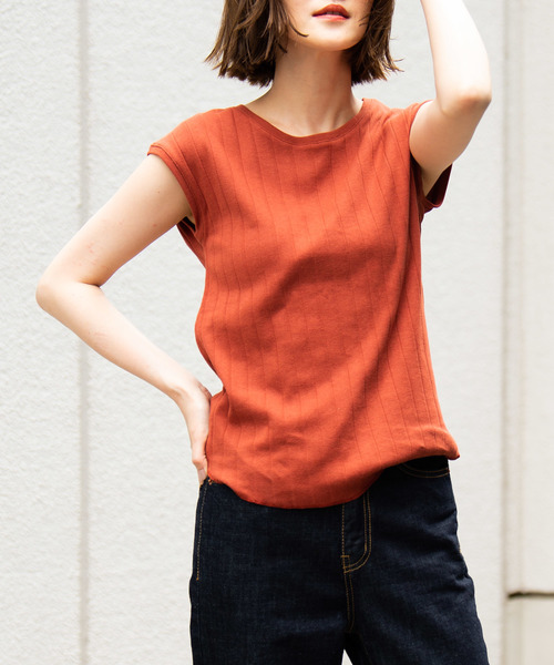 Aunt Marie's(アントマリーズ)の「AUNT MARIE'S 《汗ジミ防止》アンチステインワイドリブフレンチカットソー(Tシャツ/カットソー・レディース・ホワイト/ブラック/グレー/ブルー/パープル/ブラウン/マスタード・FREE)」の5枚目の写真