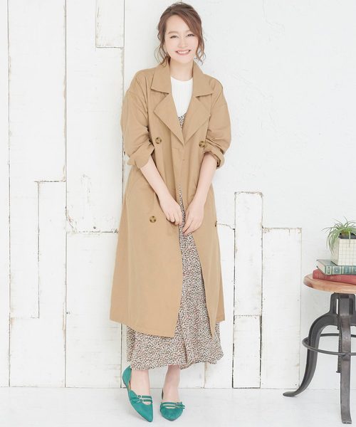 KOBE LETTUCE（コウベレタス）の「ロング丈スプリングトレンチコート（トレンチコート・レディース・ネイビー/ライトベージュ/ベージュ・FREE）」の16枚目の写真