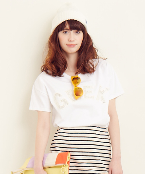 Another Edition（アナザーエディション）の「AE GEEK LACE T（Tシャツ/カットソー・レディース・ホワイト/グレー/ライム・フリー）」の2枚目の写真