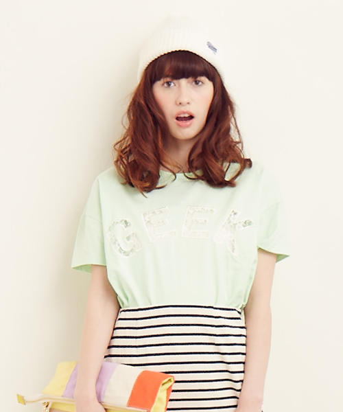 Another Edition（アナザーエディション）の「AE GEEK LACE T（Tシャツ/カットソー・レディース・ホワイト/グレー/ライム・フリー）」の3枚目の写真