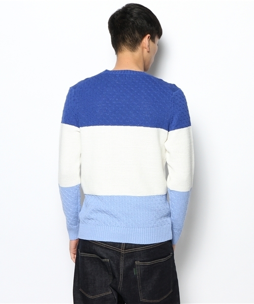 green label relaxing（グリーンレーベルリラクシング）の「☆TRI/COLOR PANEL C/N 5G ニット ◆（ニット/セーター・メンズ・グレー/ロイヤルブルー・LARGE/MEDIUM/SMALL）」の5枚目の写真