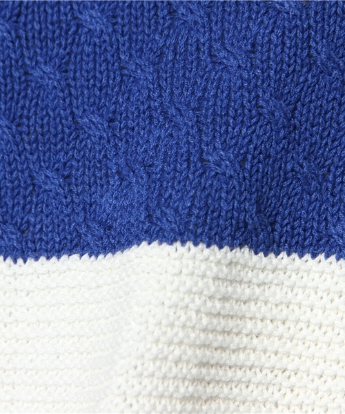 green label relaxing（グリーンレーベルリラクシング）の「☆TRI/COLOR PANEL C/N 5G ニット ◆（ニット/セーター・メンズ・グレー/ロイヤルブルー・LARGE/MEDIUM/SMALL）」の8枚目の写真