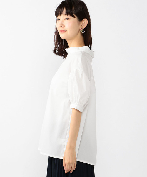 A/C DESIGN BY ALPHA CUBIC（エーシーデザインバイアルファキュービック）の「ロールネックストライプブラウス（シャツ/ブラウス・レディース・ネイビー/ホワイト/ブルー・13号/11号/9号）」の4枚目の写真