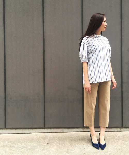 A/C DESIGN BY ALPHA CUBIC（エーシーデザインバイアルファキュービック）の「ロールネックストライプブラウス（シャツ/ブラウス・レディース・ネイビー/ホワイト/ブルー・13号/11号/9号）」の13枚目の写真