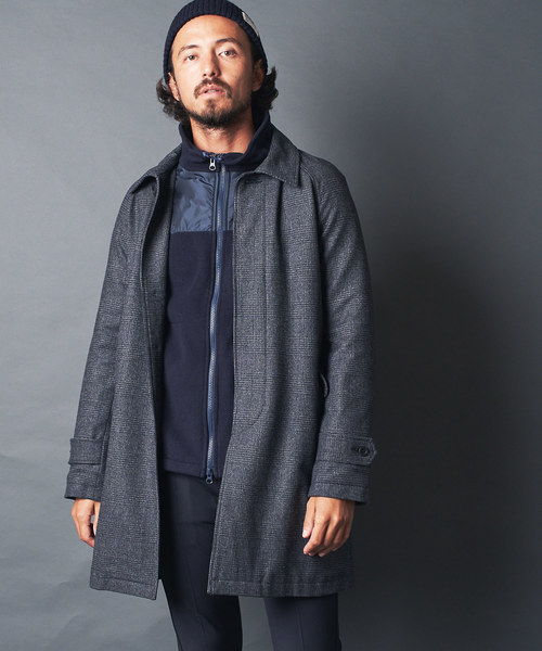 Magine(マージン)の「WOOL GRENCHECK BAL COLLAR COAT:ウール グレンチェック バルカラーコート(ステンカラーコート)」|ブラック×グレー