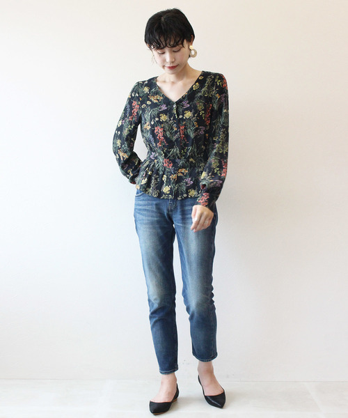 ストア のファッション インザ フラワープリントウエストベルトvネックブラウス セットアップ可 シャツ ブラウス トップス In The In セール Tite Store ティテ The