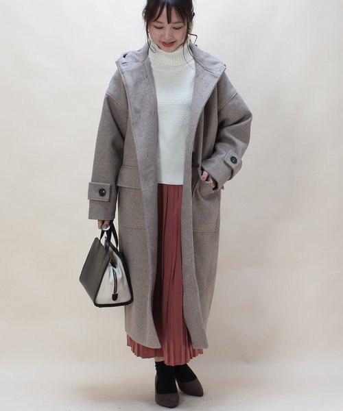 TRUDEA（トルディア）の「オーバーサイズ　ダッフルコート  【non-no  2月号掲載】（ダッフルコート・レディース・グレー/オートミール/ベージュ/モカ/オレンジ/ブラック・FREE）」の8枚目の写真
