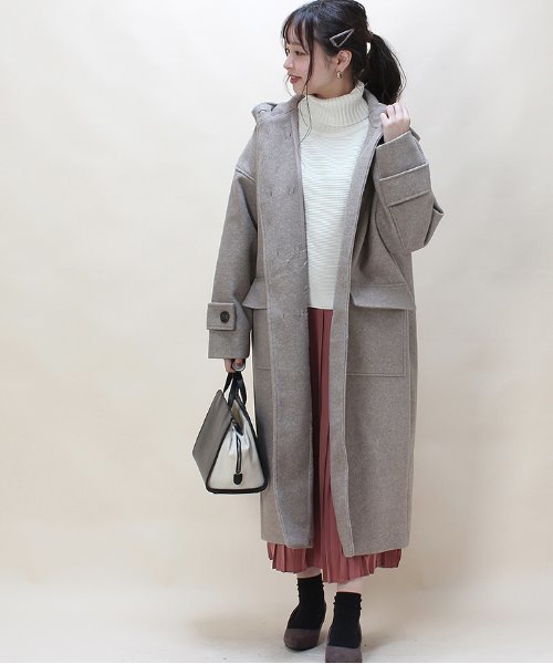 TRUDEA（トルディア）の「オーバーサイズ　ダッフルコート  【non-no  2月号掲載】（ダッフルコート・レディース・グレー/オートミール/ベージュ/モカ/オレンジ/ブラック・FREE）」の7枚目の写真