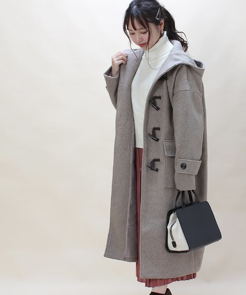 TRUDEA（トルディア）の「オーバーサイズ　ダッフルコート  【non-no  2月号掲載】（ダッフルコート・レディース・グレー/オートミール/ベージュ/モカ/オレンジ/ブラック・FREE）」の10枚目の写真