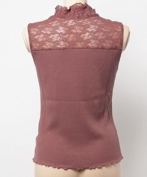 WEGO（ウィゴー）の「WEGO/レースシャーリングハイネックリブノースリーブTシャツ（タンクトップ・レディース・ホワイト/ブラック/ピンク・FREE）」の15枚目の写真