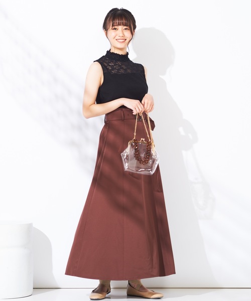 WEGO（ウィゴー）の「WEGO/レースシャーリングハイネックリブノースリーブTシャツ（タンクトップ・レディース・ホワイト/ブラック/ピンク・FREE）」の12枚目の写真