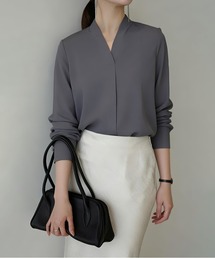 BLANC FICELLE（ブランフィセル）の「ノーカラー シャツ ブラウス（シャツ/ブラウス）」