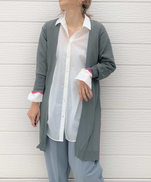 Q（キュー）の「UVカットロングカーディガン（カーディガン/ボレロ・レディース・チャコールグレー/ライトグレー/ブラック/ベージュ/カーキ/アイボリー・MEDIUM）」の6枚目の写真