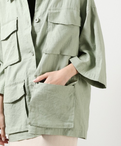 LOWRYS FARM（ローリーズファーム）の「ＢＩＧサファリジャケット／７Ｓ　877177（ミリタリージャケット・レディース・アイボリー/カーキ/ブラック・FREE）」の4枚目の写真