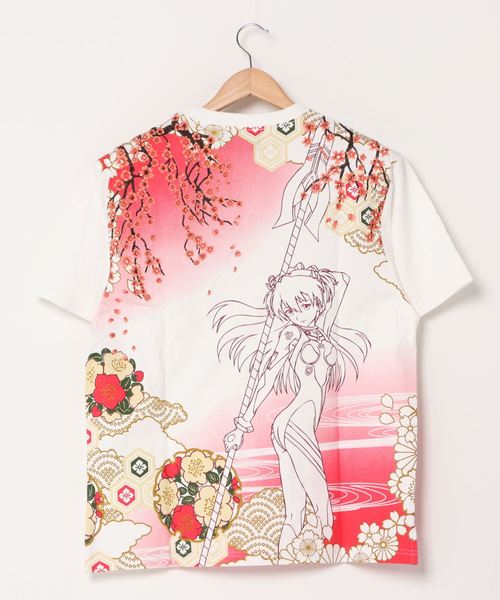 go slow caravan(ゴースローキャラバン)の「EVANGELION×錦 / ヱヴァンゲリヲン×錦 百華流水とアスカ 刺繍Tee (M2)(Tシャツ/カットソー・メンズ・ホワイト/ブラック・M/L/XL/XXL)」の3枚目の写真