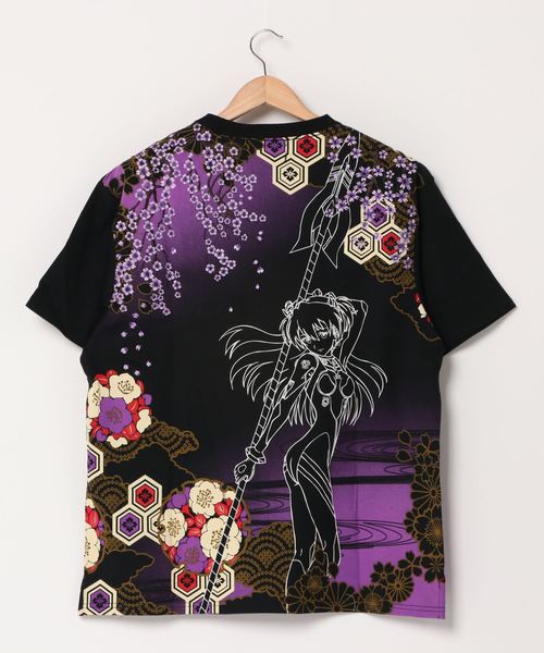 go slow caravan(ゴースローキャラバン)の「EVANGELION×錦 / ヱヴァンゲリヲン×錦 百華流水とアスカ 刺繍Tee (M2)(Tシャツ/カットソー・メンズ・ホワイト/ブラック・M/L/XL/XXL)」の4枚目の写真