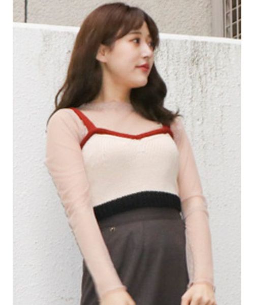 dazzlin（ダズリン）の「バックレースアップコンビビスチェ（ニット/セーター・レディース・ブラック/オフホワイト/その他1・FREE）」の3枚目の写真