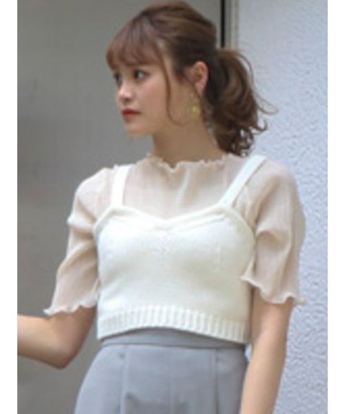 dazzlin（ダズリン）の「バックレースアップコンビビスチェ（ニット/セーター・レディース・ブラック/オフホワイト/その他1・FREE）」の2枚目の写真