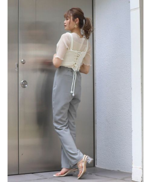 dazzlin（ダズリン）の「バックレースアップコンビビスチェ（ニット/セーター・レディース・ブラック/オフホワイト/その他1・FREE）」の6枚目の写真