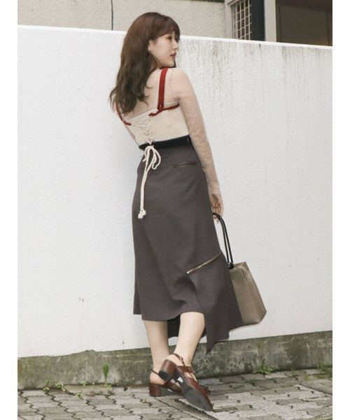 dazzlin（ダズリン）の「バックレースアップコンビビスチェ（ニット/セーター・レディース・ブラック/オフホワイト/その他1・FREE）」の11枚目の写真