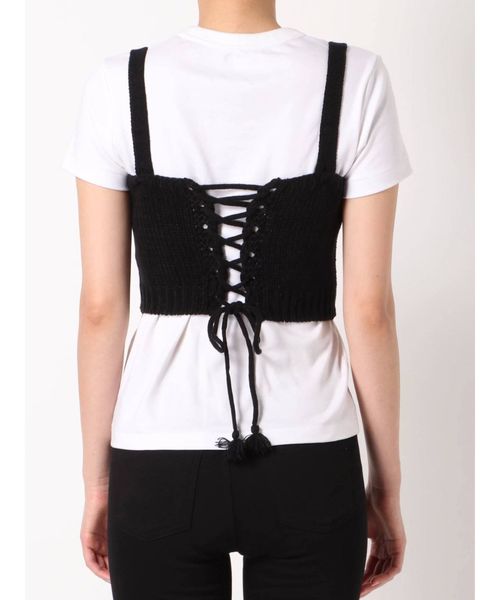 dazzlin（ダズリン）の「バックレースアップコンビビスチェ（ニット/セーター・レディース・ブラック/オフホワイト/その他1・FREE）」の14枚目の写真