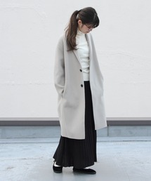 ルグラジック　ウール100%コート　ブラック ◇le glazik（ルグラジック） ウール混ダブルフェイスコート