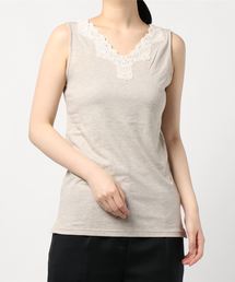 Samansa Mos2 | Ｖネックレースノースリーブ(Tシャツ/カットソー)