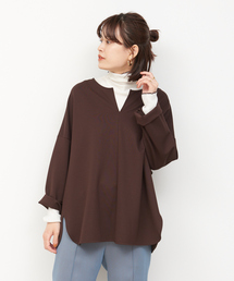 Rouge vif | スリットネックカットソープルオーバー(Tシャツ/カットソー)