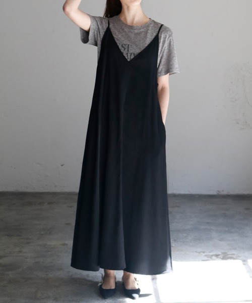 セール サテンvネックロングキャミソールワンピース キャミワンピ ワンピース Elfrank エルフランク のファッション通販 Zozotown