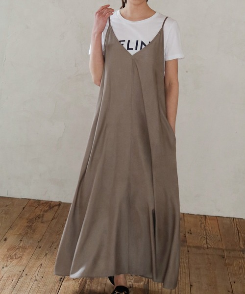 ELFRANK（エルフランク）の「サテンVネックロングキャミソール 