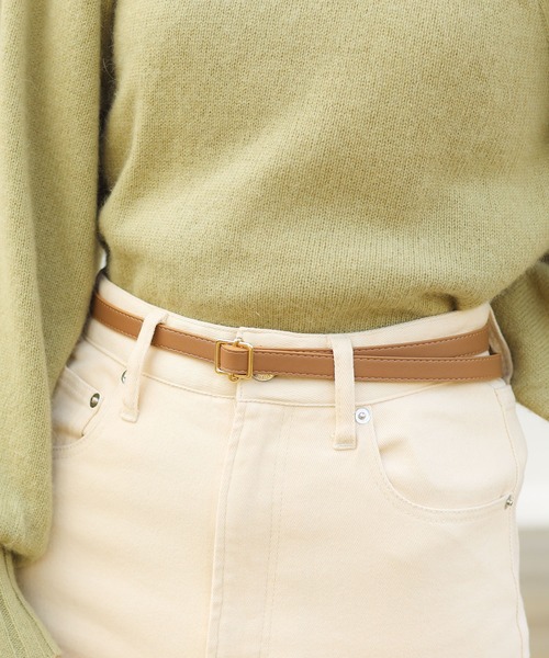 Chico(チコ)の「スクエアバックル細ベルト(ベルト・レディース・ブラック/ベージュ/アイボリー・FREE)」の3枚目の写真