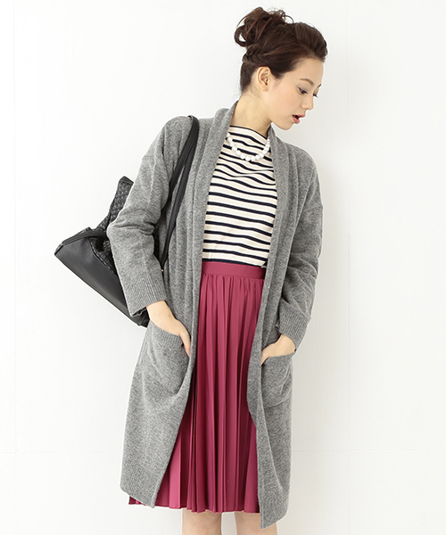 Ray BEAMS（レイビームス）の「Ray BEAMS / ショールカラー ロング カーディガン（ニット/セーター・レディース・オフホワイト/シルバー/ブラック系その他・ONE SIZE）」の3枚目の写真