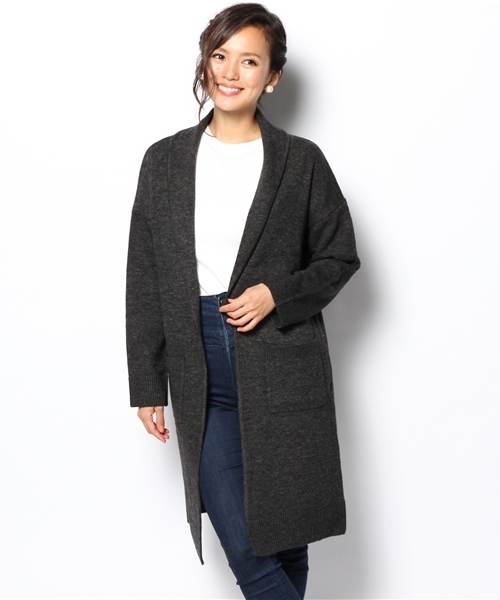 Ray BEAMS（レイビームス）の「Ray BEAMS / ショールカラー ロング カーディガン（ニット/セーター・レディース・オフホワイト/シルバー/ブラック系その他・ONE SIZE）」の2枚目の写真