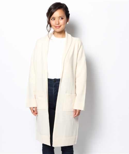 Ray BEAMS（レイビームス）の「Ray BEAMS / ショールカラー ロング カーディガン（ニット/セーター・レディース・オフホワイト/シルバー/ブラック系その他・ONE SIZE）」の4枚目の写真