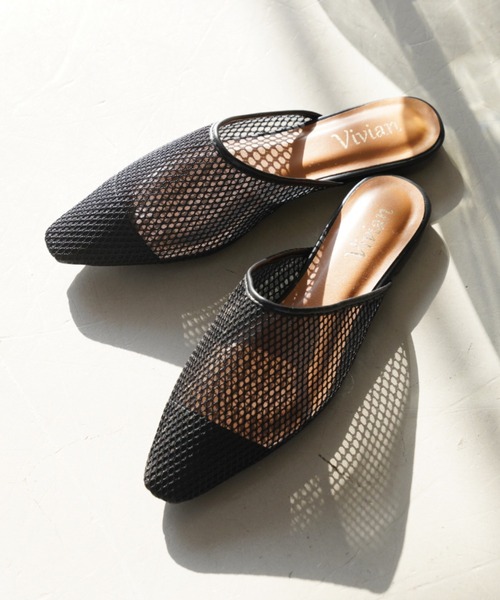 セール 21年春新作 スクエアトゥチュールメッシュスリッパ サンダル Vivian ヴィヴィアン のファッション通販 Zozotown