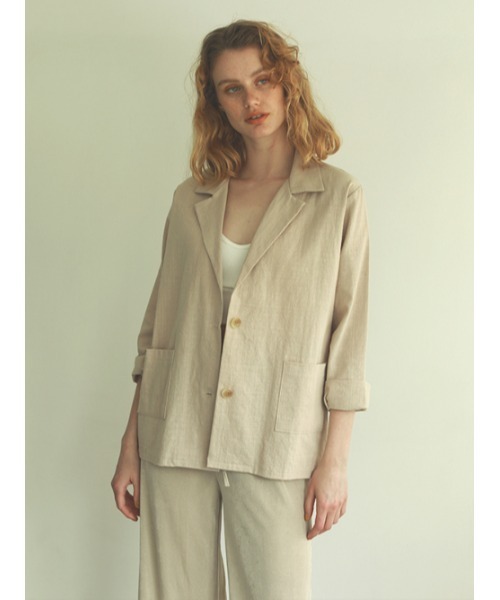 AMAIL(アマイル)の「Relax easy jacket(テーラードジャケット・レディース・ブラック/ベージュ・FREE)」の5枚目の写真