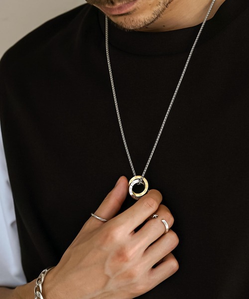 POLICE（ポリス）の「【POLICE】ポリス OTEMANU メンズ ダブルリング ネックレス（ネックレス・メンズ・シルバー×ブルー/イエローゴールド/ブラック×シルバー・FREE）」の20枚目の写真