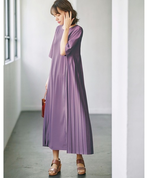 GeeRA(ジーラ)の「プリーツ切替フレアーワンピース(ワンピース・レディース・ブラック/パープル・X-LARGE/MEDIUM/LARGE/SMALL/XX-LARGE)」の7枚目の写真