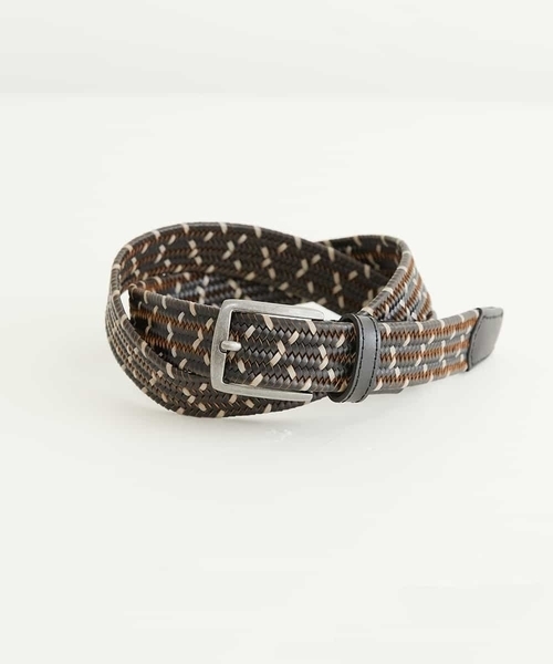 MK MICHEL KLEIN HOMME （エムケーミッシェルクランオム）の「レザーメッシュベルト（ベルト・メンズ・ブラック/ブラウン/ネイビー・ONESIZE）」の2枚目の写真