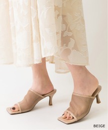 RANDA | ソフト メッシュスクエアトゥミュールサンダル(サンダル)